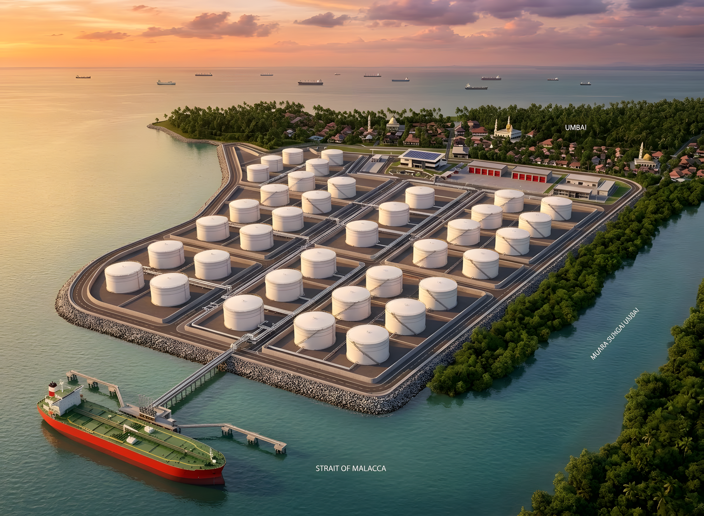Illustration of the completed PWTC Oil tank farm at Umbai, Melaka